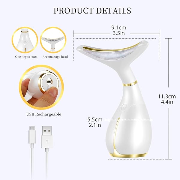 MS.W 3-IN-1 BEAUTY MASSAGER FOR FACE AND NECK, FACIAL MASSAGER WITH HEAT, VIBRATION AND LED, ELECTRIC FACE MASSAGER FOR SKIN IMPROVE, SMOOTH, FIRM