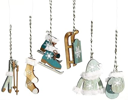 Heitmann Deco Christbaum Schmuck Behang Set Aus Holz 6 Tlg Weihnachten Baumbehang In Modischer Farbe Petrol Weihnachtsdeko