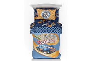 Hot Wheels Race Track 4 Piece Toddler Bed Set – Super Soft & Cozy Reversible Microfiber Comforter and Sheets (Officially Licensed Product) by Franco
