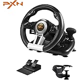 PXN Steering Wheel V3II 180° PC Gaming Racing Wheel Driving Wheel, with Linear Pedals and Racing Paddles for PC, PS4, Xbox One, Xbox Series X|S, and Switch - Black