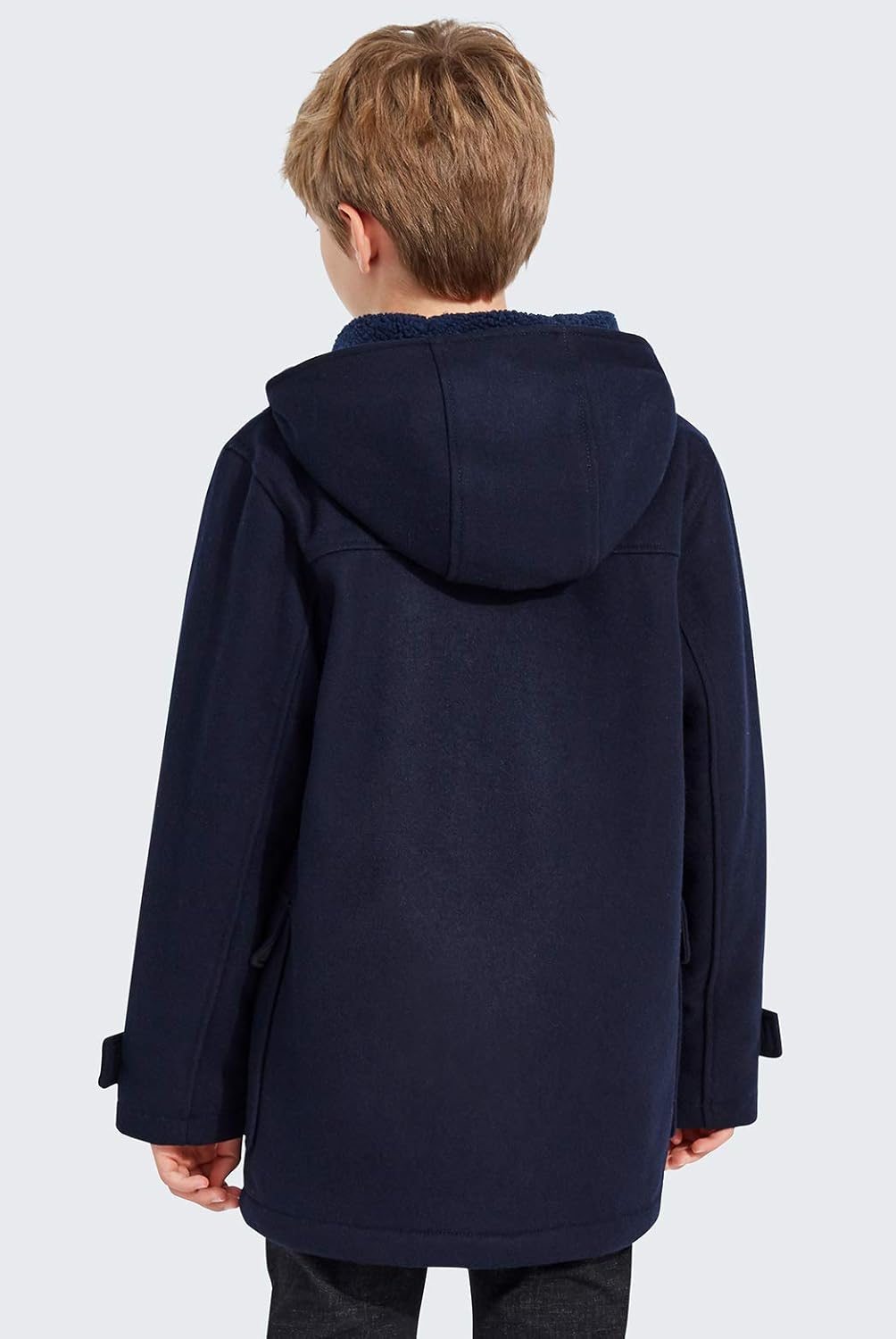 maoo garden Boys Winter Wool Coat Dress Peacoat Kids Heavy Sherpa Jacket Hooded Warm Thicken Windproof Overcoats: Clothing