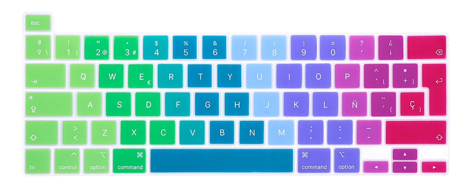 MMDW Spanish Language ESP Silicone Keyboard Cover Skin for MacBook Pro 16 2019 A2141 for MacBook New Pro 13.3 inch A2338 M1/A2251/A2289 with Touch Bar & Touch ID European Version(Rainbow)