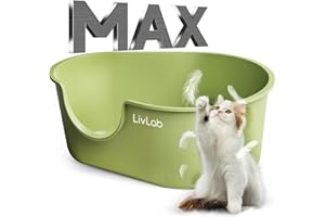 LIVLAB MKER Cat Boxes for Indoor Cats - XL High-Walled Litter Pan with Anti-Splash Design, Low-Entry & Top Entry Cat Litter Box, Tool-Free Assembly Corner Tray (30x20x12 Inch, Green)