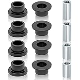 12 Pcs Shock Absorber Bushings Bearings Kit Compatible with Polaris Ranger 2X4 4X4 6X6 700 EFI/XP 500 570 700 800 900 1000 Gasket Front and Rear Sleeve Kit Automobile Replacement Repair Parts Black