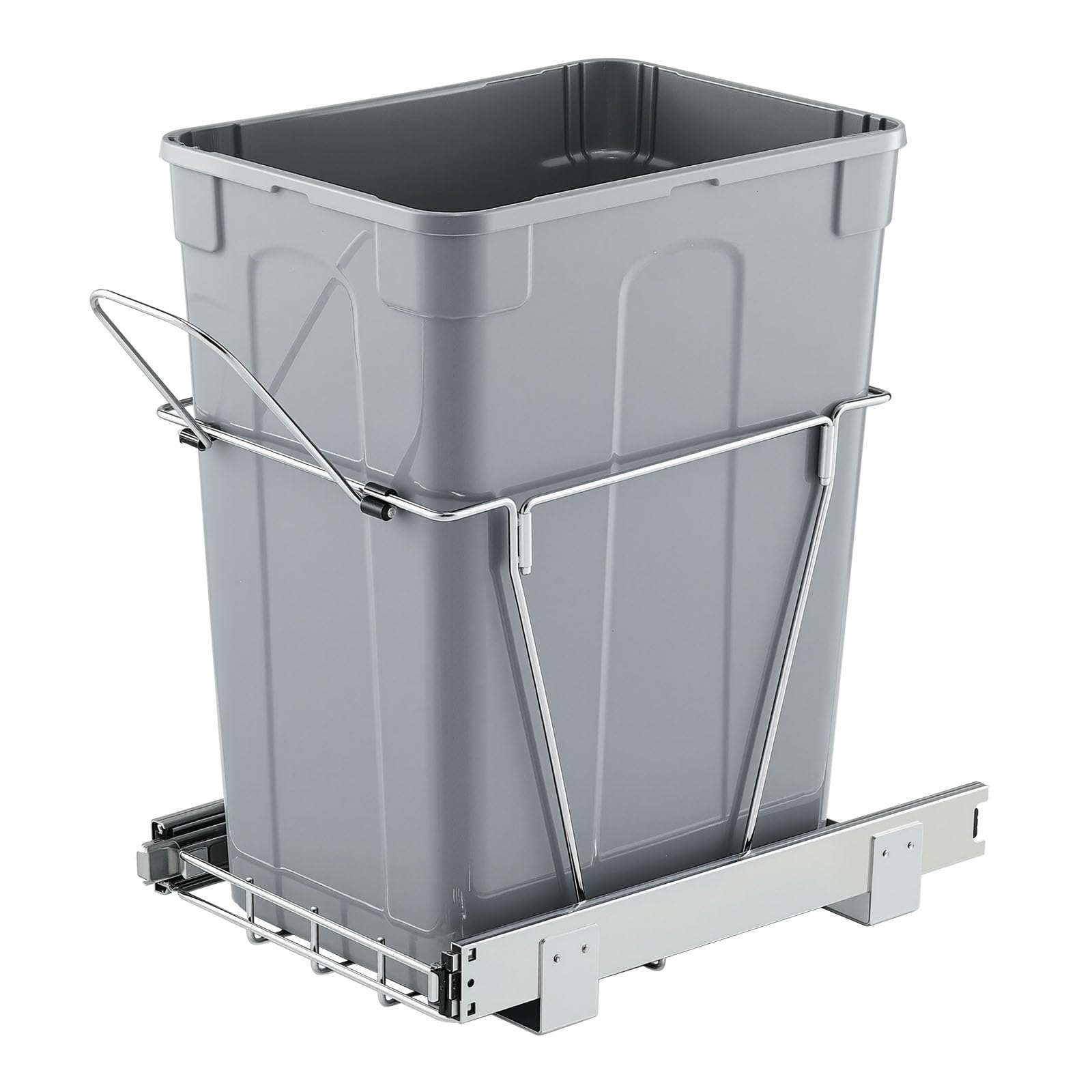 Photo 1 of VEVOR Pullout Trash Can for Kitchen Cabinets, 35 QT Garbage Waste Recycling Bin, Under Mount Waste Container, with Heavy Duty Metal Full Extension Sliding System and Handle, for Sink, Under Counter