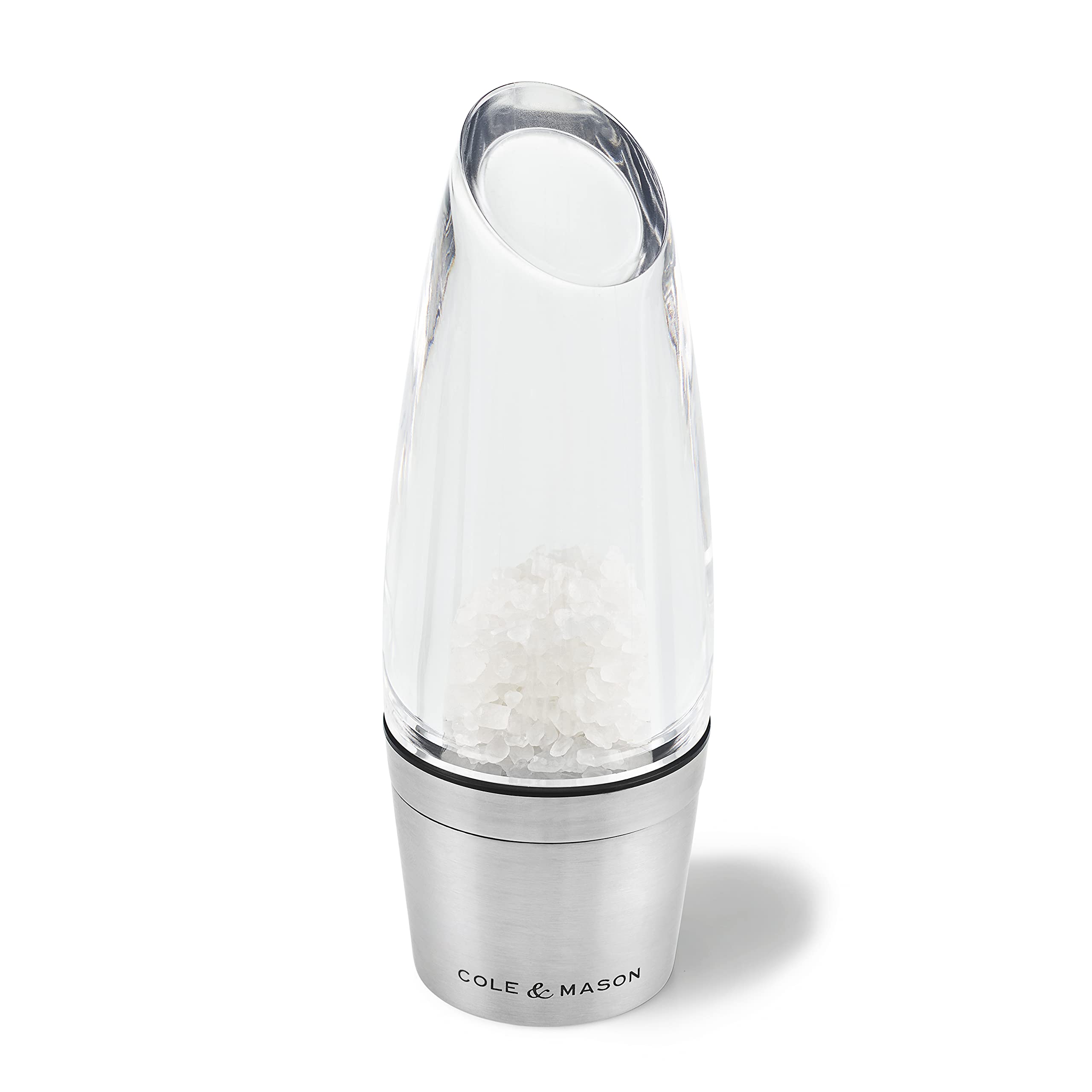 Cole & Mason H308892P Milston Salt Mill | Precision+ Stemless | Stainless Steel/Acrylic | 160mm | Single | Includes 1 x Salt Grinder | Lifetime Mechanism Guarantee