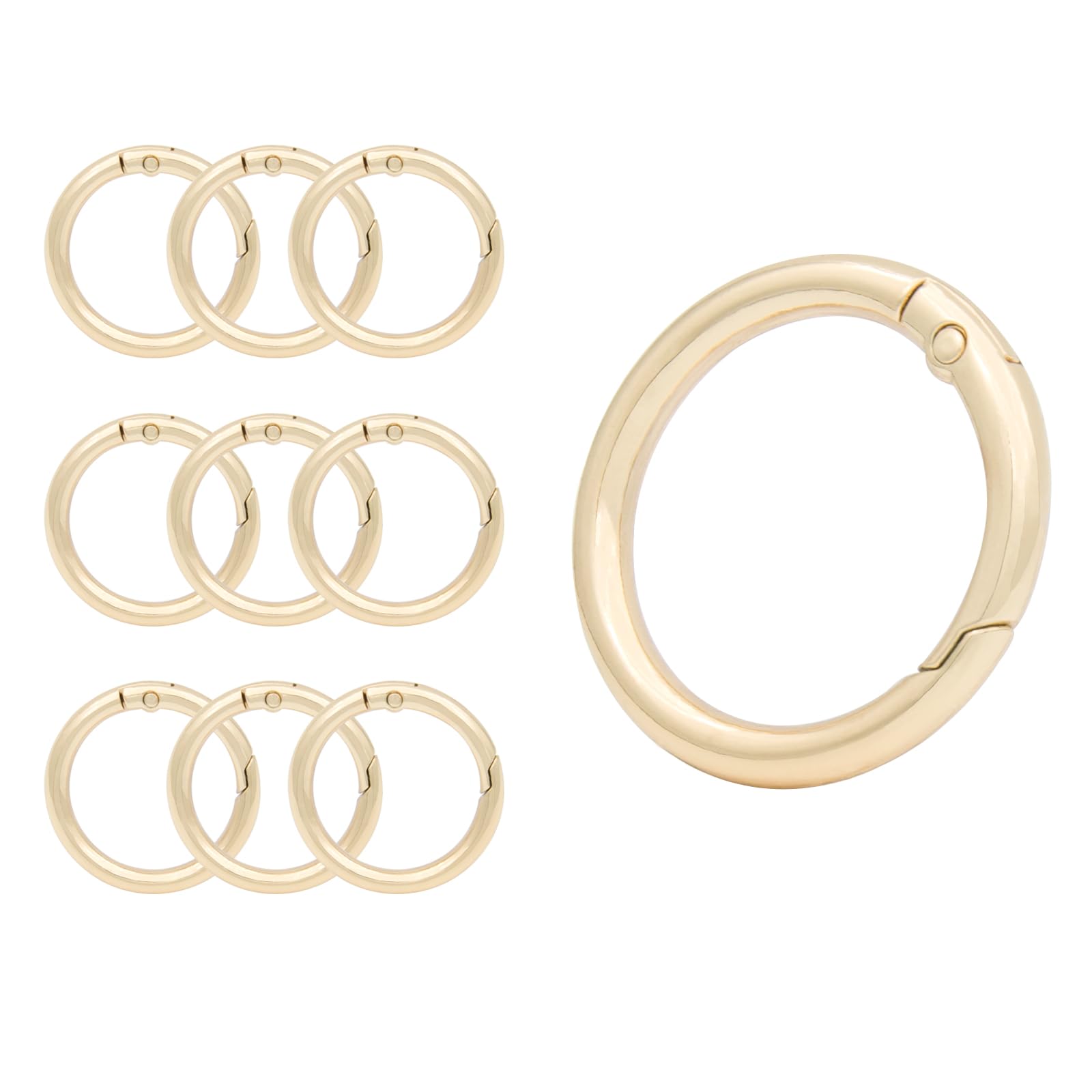 Photo 1 of 10Pack 1 Inch(25mm) Gold Spring O Rings Clip Keychain Metal Round Carabiner Clips Keyrings Snap Hook Buckle Shoulder Bag Purse Chain Rings Clip Replacement Keychain Lanyard Leather DIY Crafts