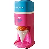 Nostalgia Shave Ice and Snow Cone Machine, Multi-Use Ice Shaver for Frozen Treats, Slushies, Snow Cones, and More &ndash; Reusable Cup and Ice Mold, Stainless Steel Blades &ndash; Pink
