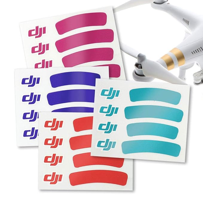 DROHNENSTORE24.DE ...DER DROHNEN-GURU DJI Sticker 4er Set Aufkleber für DJI Phantom 3 Serie - pink, blau Violet, türkis, rot 