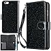 iPhone 6 Plus Case, iPhone 6S Plus Wallet Case, UrbanDrama Glitter Shiny Faux Leather Magnetic Closure Credit Card Slot Cash Holder Protective Case for iPhone 6 Plus, 5.5 Inch, Blue Black