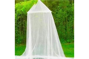 DAYSTART Mosquito Net Round Lace Curtain Dome Bed Canopy Netting for Single to King Size Beds,Camping (White)