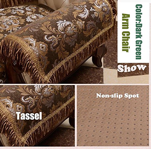 Sideli Luxury Sofa Arm Pad Couch Arm Cover Arm Rest Covers Non-slip (2pc-14x14-sofa arm cover, Aosailo- dark green)