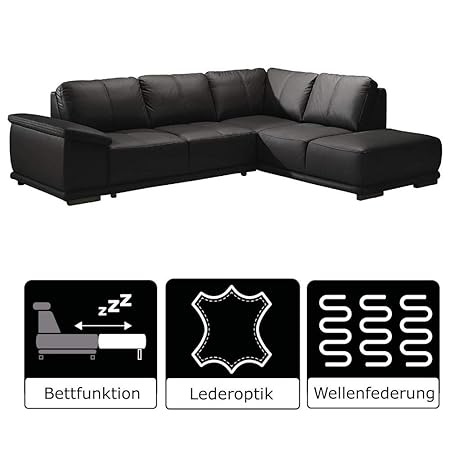 Cavadore Ecksofa Calypse mit Bett / Schlafsofa mit Ottomane rechts / Modernes Design / 273 x 83 x 214 (BxHxT) / Lederoptik sc