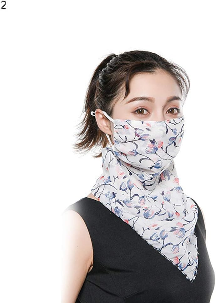 WillowswayW Floral Print Face Veils Outdoor Riding UV Protection Sun-Proof Breathable Neck Cover Full Face Veiling for Women