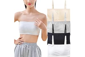 ABTRAV Girls Strapless Bandeau Bras Cotton Bandeau with Detachable Straps Seamless Bralettes for 12-18 Years