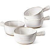 LE TAUCI French Onion Soup Bowls, 18 Ounce Soup Bowls With Handles for Chili, Beef Stew, Onion Soup Crocks Microwave Dishwasher Oven Safe - 5.5 inch, Set of 4, Arctic White