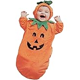 Newborn Baby Girl Boy Halloween Outfits Plush Pumpkin Hoodie Zipper Onesie Long Sleeve Fleece Hooded Jumpsuit Sack