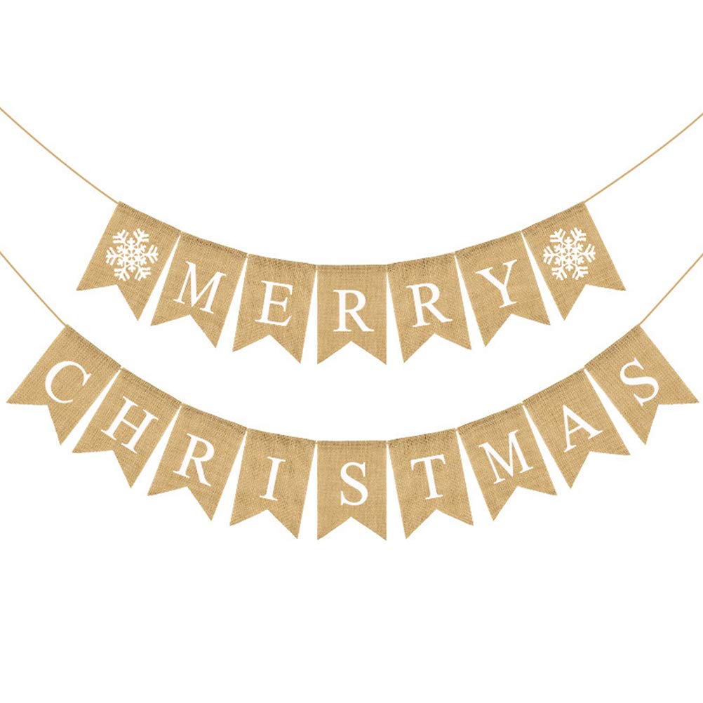 Amosfun Merry Christmas Hanging Banner Party Banner Christmas with Snowflake Sign Party Home Store Creative Hanging Ornaments