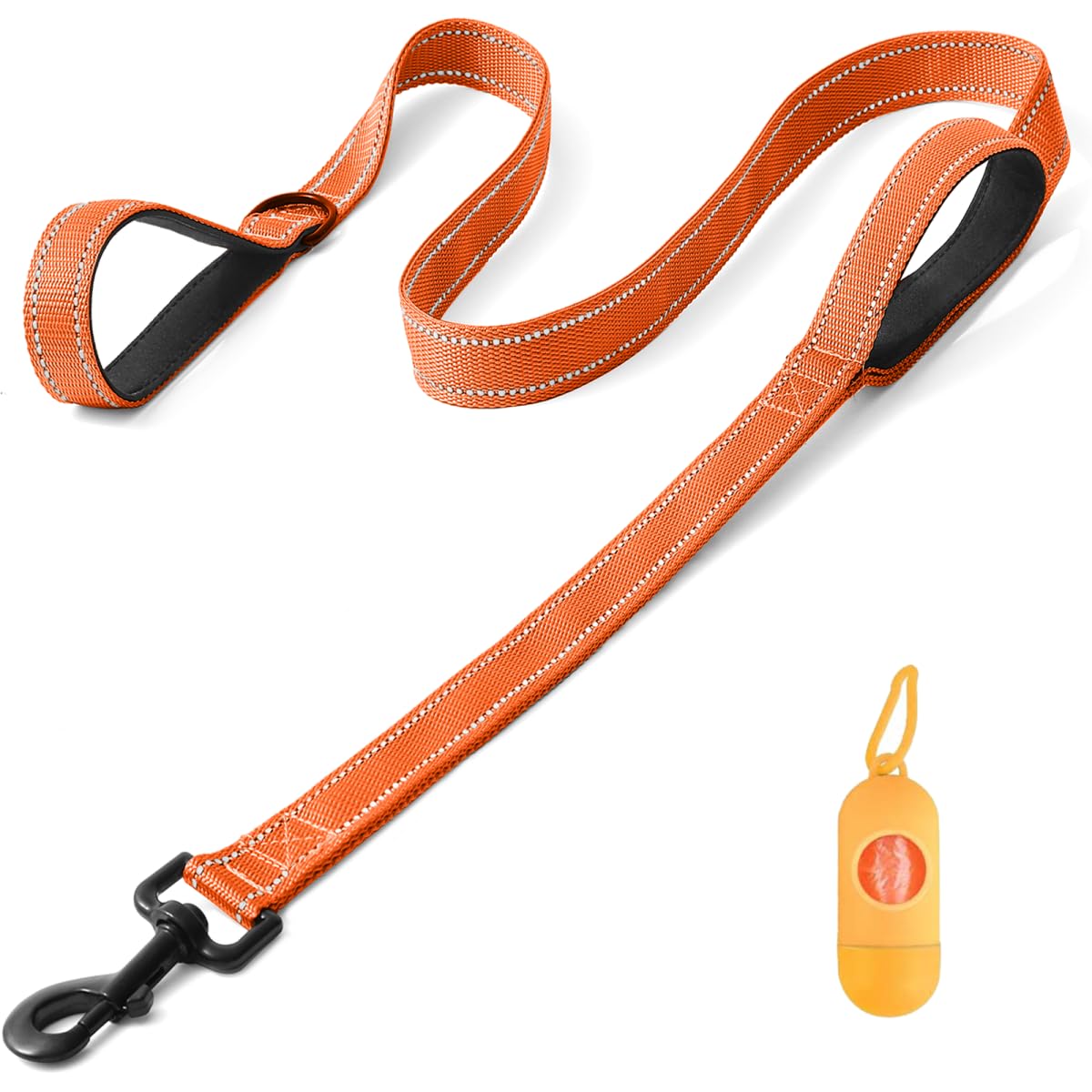 Belababy Dog Training Leads with Soft Padded Handles, 1.5M Basic Dog Leashes with Trash Bag Storage Box, Reflective Heavy Duty Nylon Dog Leads for Small Medium Large Dogs
