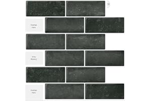 Artemuro 10-Sheet 12"x12" Premium Backsplash Tile for Kitchen Peel and Stick, 3D Self Adhesive Stick on Subway Tiles for Kitchen, Bathroom - Waterproof Wall Panels (Charcoal Gray)