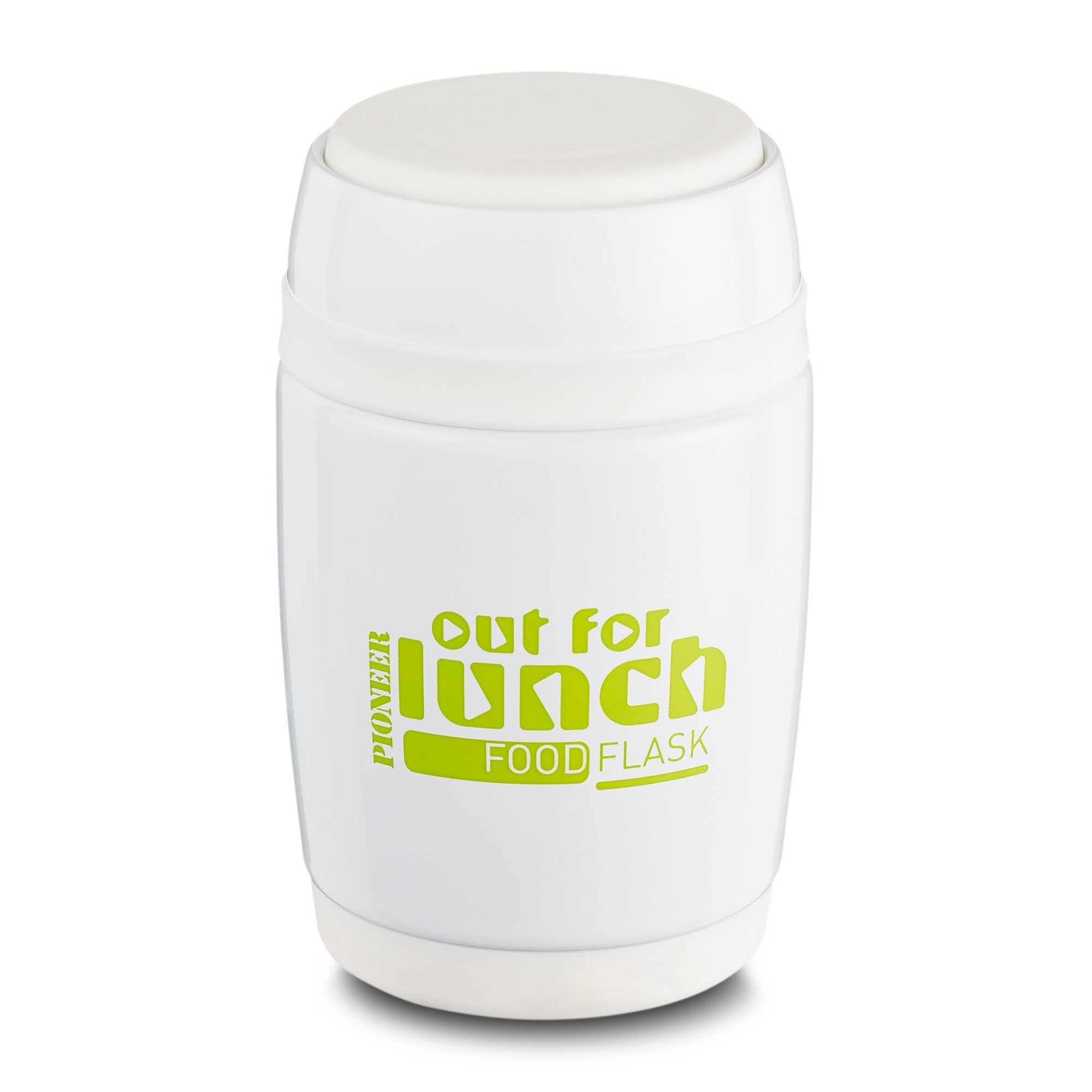 Pioneer Vacuum Insulated Leakproof Soup/Food Flask with Spoon, 8 Hours Hot 24 Hours Cold, White, 380 ml