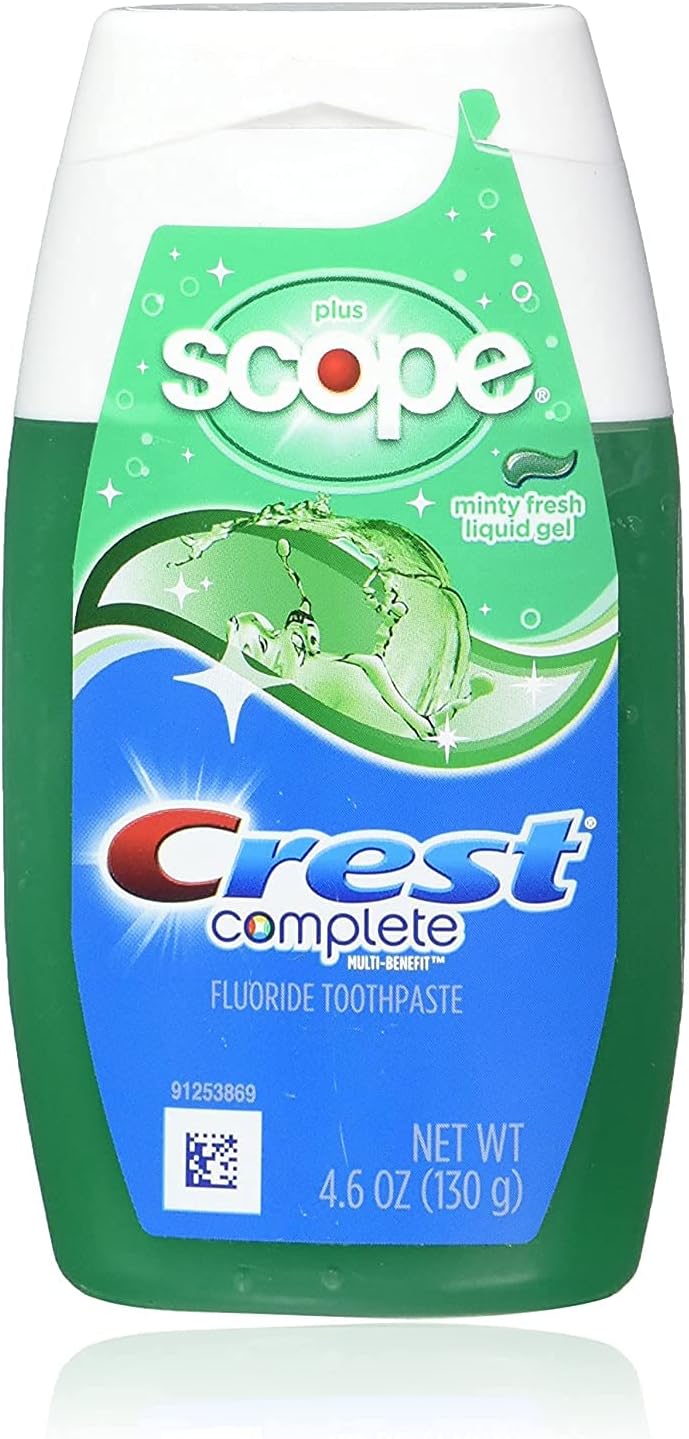Crest Complete Whitening Plus Scope Tartar Control Toothpaste, Minty Fresh Liquid Gel, 4.6 Oz (130g) - Pack of 2: Health & Personal Care
