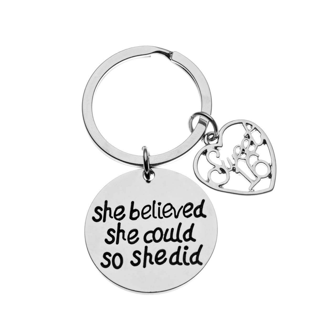 Sweet 16 Inspirational She Believed She Could So She Did Charm Keychain Sweet Sixteen Jewelry Birthday Gift Girls