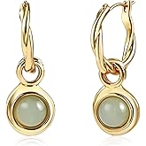 Aliyoham Gold Hoop Earrings for Women with Detachable Jade Pendants, Hypoallergenic Luxury 14k Gold Plated Dangle Earrings Jewelry for Women