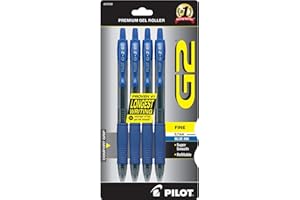Pilot G2 Retractable Premium Gel Ink Roller Ball Pens, Fine Point, 4-Pack, Blue Ink -31058