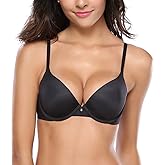 Wingslove Women's Push Up Everyday Basic Comfort Lightly Padded Underwire Plunge T-Shirt Bra Lift Up