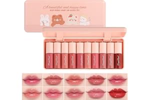 LINGYUN 10 Colors Liquid Tint Stain,Korean Natural Moisturizing Lip Gloss, Long-Lasting&Non-Stick Cup,Multi-Use Lip and Cheek Tint Stain