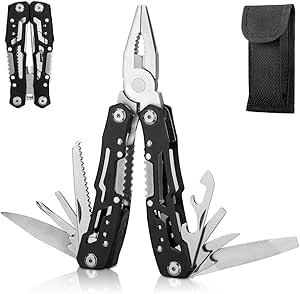 14-In-1 Multitool with Safety Locking, Professional Stainless Steel Multitool Pliers Pocket Knife, Bottle Opener, Screwdriver with Nylon Sheath for Outdoor, Survival, Camping, Hunting and Hiking