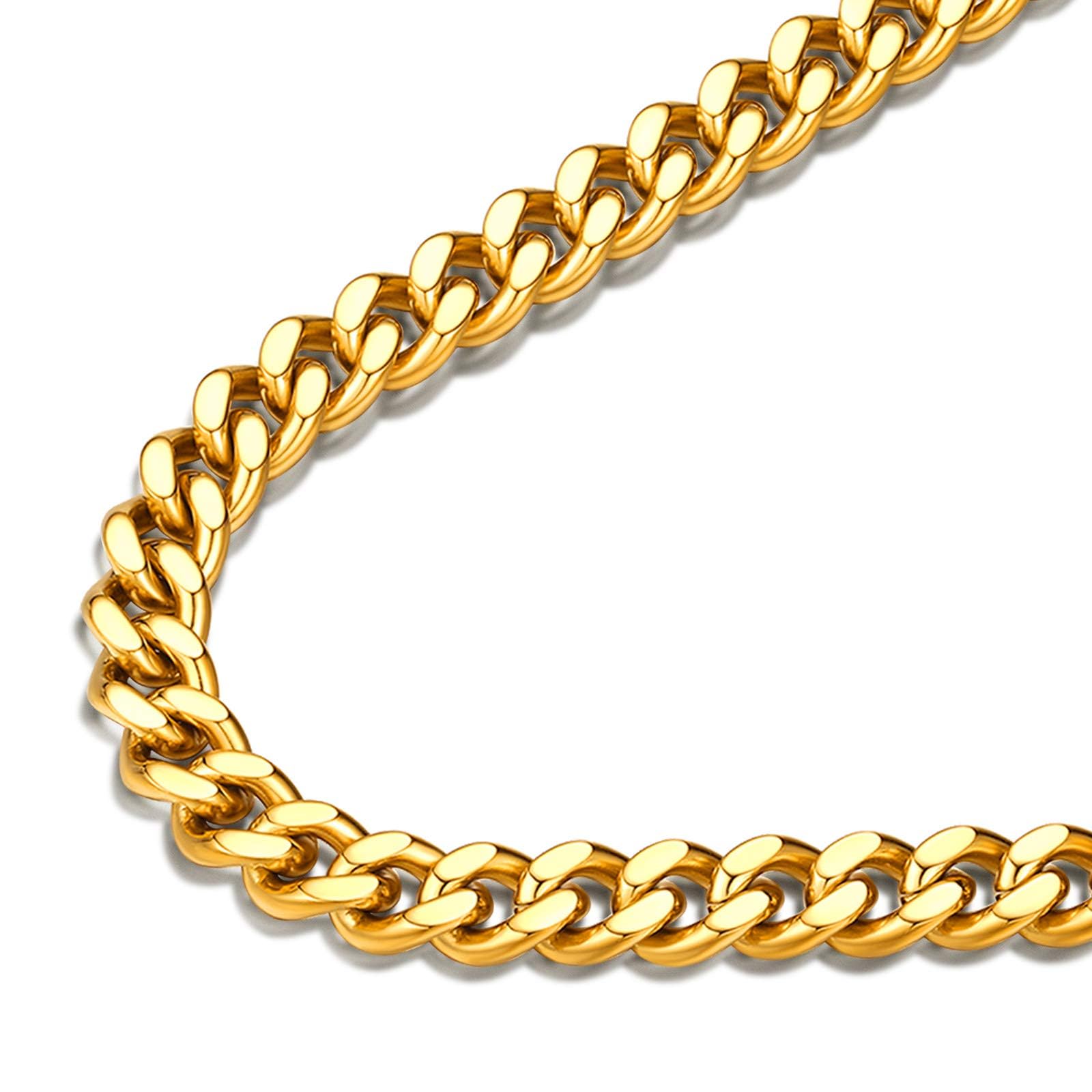 Photo 1 of FindChic Mens Chunky Chain Necklace 18K Gold Plated Thick 7MM Curb Link Chains for Men 24''