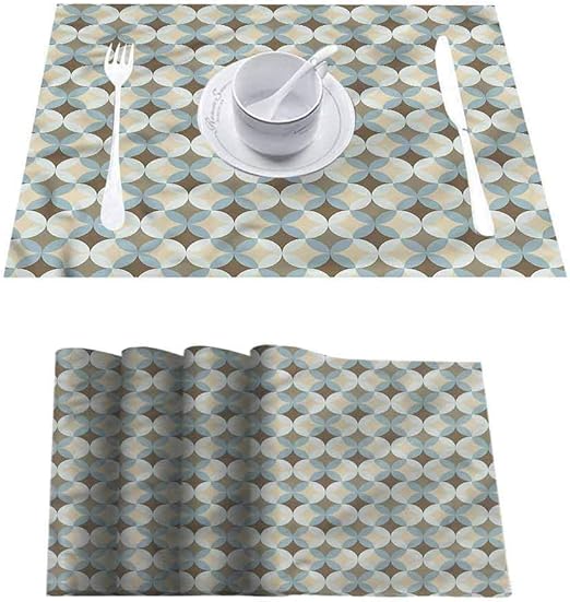 Placemats Washable Dining Table Place Mats, Geometric Round Floral Circles