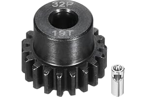 Rebower 32P Steel Pinion Gear Set 19T for 5mm Shaft Hardened Steel Pinion Gear with Shaft Coupler Connector for RC Motor
