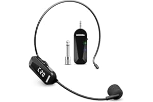 TONOR Wireless Headset Microphone, UHF Microphone Headset System, Head Handheld Mic 2 in 1, Ear Mic with 20 Channels, 65ft Range for Fitness, Teaching, Tour Guide, Voice Amplifier, Speaker, Pa
