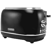 Haden Heritage 2 Slice Wide Slot Stainless Steel Toaster, Black &amp; Chrome | Features Adjustable Browning Control &amp; Non-Slip Feet