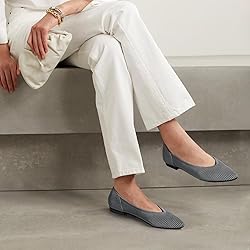 TINGRISE Women's Flats Shoes Pointed Toe Knit