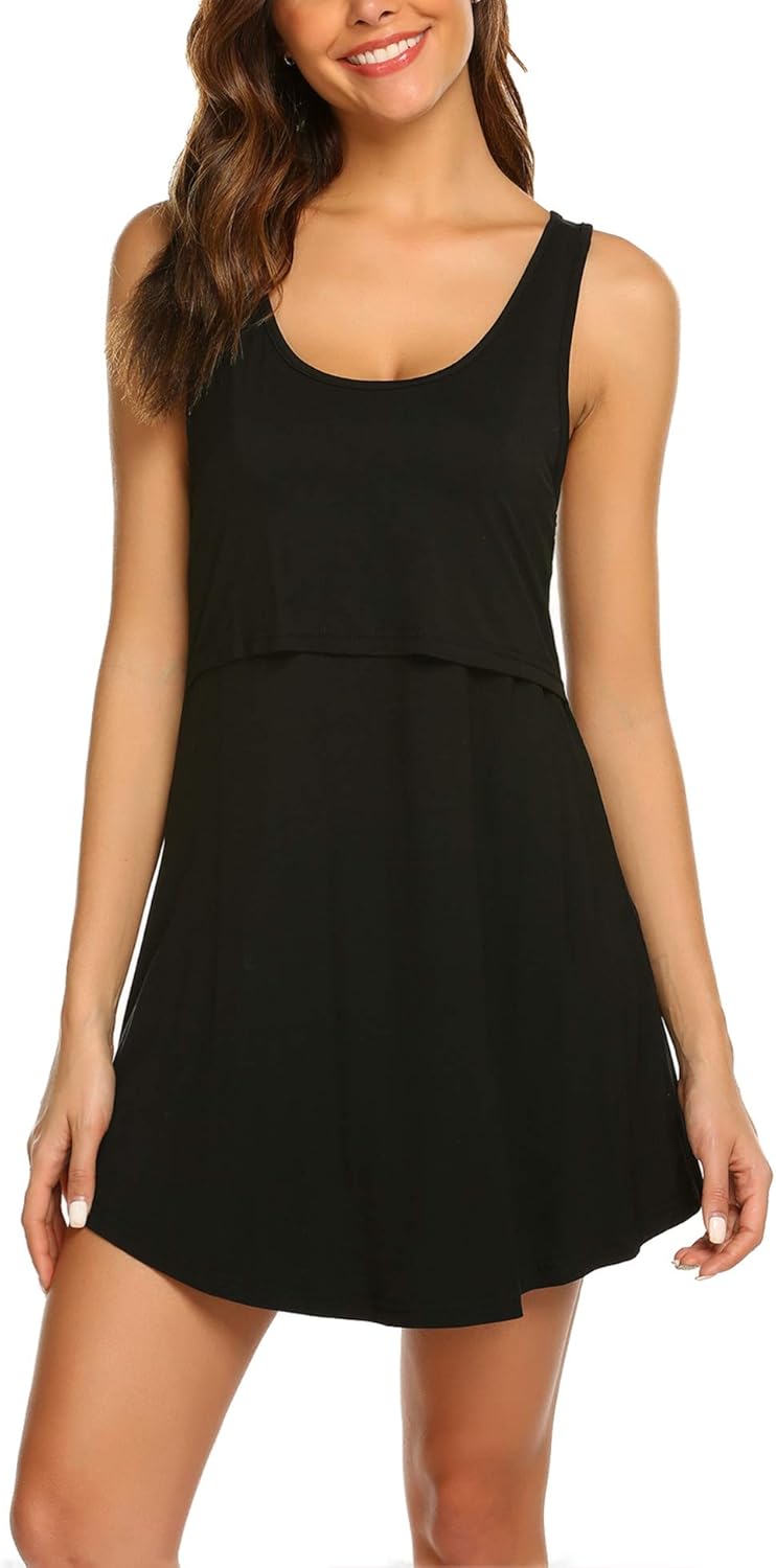 Avidlove Sleep Dress for Women Tank Nightgown Maternity Nursing Gown Sleeveless Sleepwear Nighties: Clothing