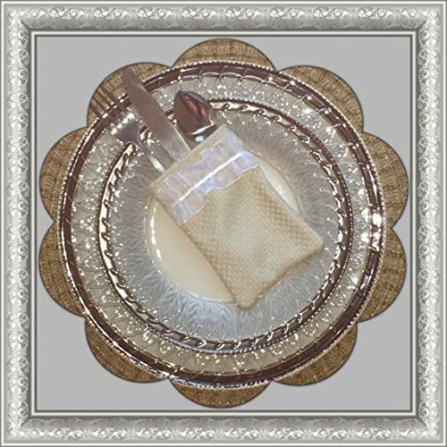 Set of Four Silverware Holders, Cream Cutlery Pouches