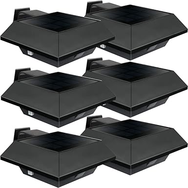 Uniquefire Schwarz Solarlampe 12 LEDs Dachrinnen Außenlampe Leuchte Wandlampe Solar Warmweiße Licht f.Garten, Terrasse, Fahrt