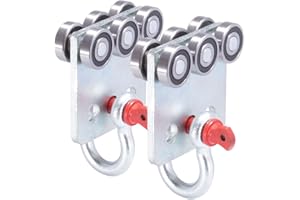 SKTREX 2Pcs 6 Wheel Trolley Assembly Rollers Four Bearing Trolley Assembly for 1-5/8" Wide and All 1-5/8" or Taller Strut Channel (with Shackle)