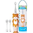 brush-baby WildOnes™ Rechargeable Kids Electric Toothbrush – Toby Tiger | Flashing Lights, 2-Min Timer, Waterproof, 3 Brush Heads | Toddler & Child Toothbrush Ages 0-10 | Soft Bristles