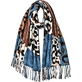Yeieeo Winter Scarf for Women Leopard Printed Scarf Fall Winter Thick Fashion Fringed Shawl