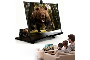 VLSVLS Screen Magnifier for Cell Phone,2026 Upgrade 3D HD Mobile Phone Magnifier Projector Screen for Movies,Videos and Gaming,Foldable ph-one Stand with Screen Amplifier,Supports All Cellphone (Black, 12in)