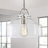 WUZUPS Chandelier Rustic Farmhouse Industrial Round Ceiling Pendant LED Light Fixture with Clear Glass Shades for Dining Room