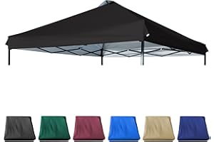 JANCANOPY 10x10 Canopy Replacement Top with Air Vent Silver Coated for Straight Leg Canopy Frame, (Black)