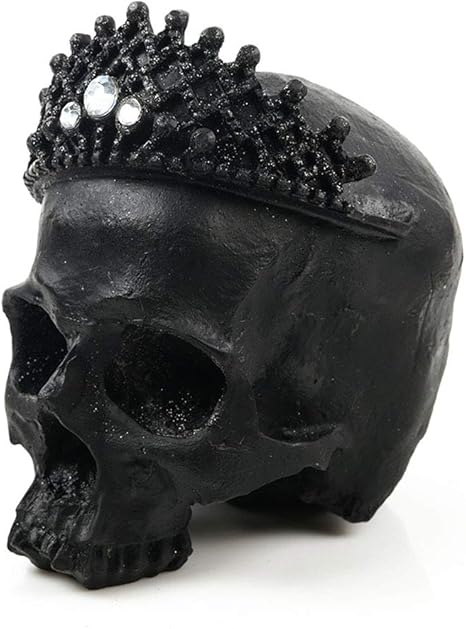 Amazon De Voanzo Schwarze Krone Schadel Menschlicher Kopf Statue Fur Halloween Bar Zuhause