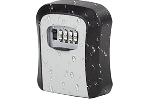 Cajmols Key Lock Box, Waterproof Lock Box for House Keys Portable Combination Lockbox Wall-Mounted Hanging Key Storage Box Resettable Code Safe Security Lock Box for Home, Office, Garage, Apartment