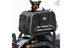 KEMIMOTO Motorcycle Dog Carrier Expandable, Airline Approved Pet Carrier Shoulder for Small Dogs & Cats Under 20 lbs, 18x11x11 Inch Soft-Sided Travel Bag, Folding & Portable for Cruiser Touring Bikes